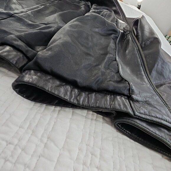 Banana Republic Full Zip Leather Jacket Men's XL Jet Black Long Sleeves EUC LN - Picture 10 of 16